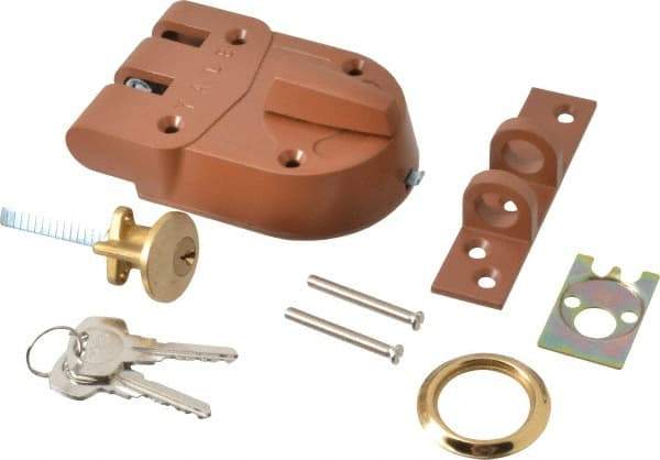 Yale - 1-1/8 to 2-1/4" Door Thickness, Brass Lacquer Finish, Jimmy Proof Rim Deadbolt - Rim Cylinder - Top Tool & Supply