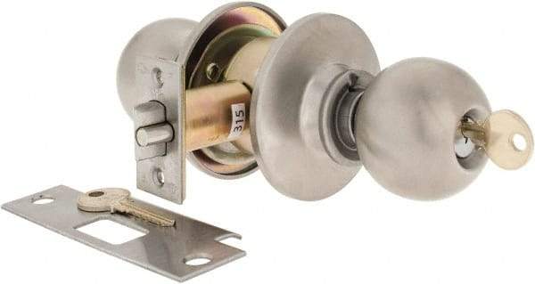 Yale - 1-3/8" Door Thickness, Stainless Steel Entrance Knob Lockset - 2-3/4" Back Set, 2 Cylinder - Top Tool & Supply