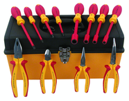 12 Piece - Insulated Pliers; Cutters; Slotted & Phillips Screwdrivers; Nut Drivers in Tool Box - Top Tool & Supply
