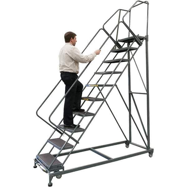 Ballymore - 143" 11 Step Stairway Slope Ladder - 50° Incline, 600 Lb Capacity, 110" Platform Height, 32" Base Width x 98" Base Depth, Perforated Tread - Top Tool & Supply