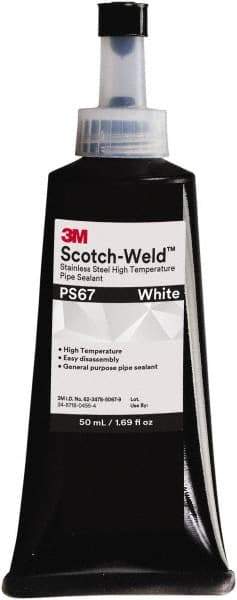 3M - 50 mL Tube White Pipe Sealant - Dimethacrylate, 400°F Max Working Temp, For Seal Hydraulic & Pneumatic Pipes & Fittings - Top Tool & Supply