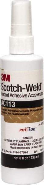 3M - 8 oz Bottle Amber Instant Adhesive - Series AC113, Bonds to Metal, Plastic & Rubber - Top Tool & Supply