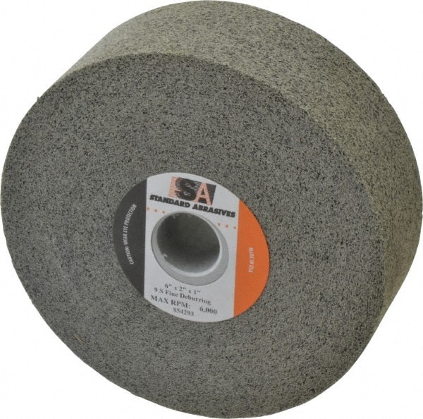 Standard Abrasives - 6" Diam, 1" Center Hole, Fine Grade, Silicon Carbide Deburring Wheel - Top Tool & Supply