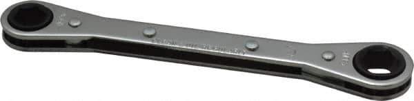 Lang - 3/8" x 7/16" 6 Point Ratcheting Box Wrench - Double End, 5-1/2" OAL, Steel - Top Tool & Supply