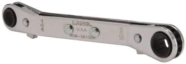 Lang - 1/4" x 5/16" 12 Point Reversible Ratcheting Offset Box Wrench - Double End, 4-1/4" OAL, Steel, 25° Offset - Top Tool & Supply