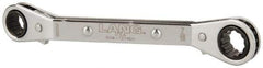 Lang - 3/8" x 7/16" 12 Point Reversible Ratcheting Offset Box Wrench - Double End, 5-7/16" OAL, Steel, 25° Offset - Top Tool & Supply