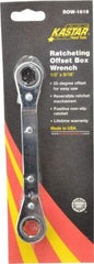 Lang - 1/2" x 9/16" 6 Point Reversible Ratcheting Offset Box Wrench - Double End, 6-3/4" OAL, Steel, 25° Offset - Top Tool & Supply