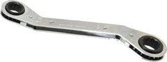 Lang - 15mm x 17mm 12 Point Reversible Ratcheting Offset Box Wrench - 8" OAL, Steel, 25° Offset - Top Tool & Supply