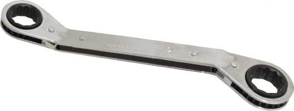 Lang - 19mm x 21mm 12 Point Reversible Ratcheting Offset Box Wrench - Double End, 9-1/8" OAL, Steel, 25° Offset - Top Tool & Supply