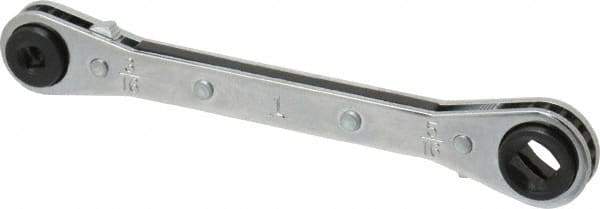 Lang - 1/4" & 3/16" Sq x 3/8" & 5/16" Sq 6 Point 4 in 1 Reversible Ratcheting Box Wrench - Double End, Steel - Top Tool & Supply