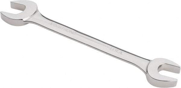 Armstrong - 5/8" x 3/4" Standard Open End Wrench - 7-7/8" OAL, Double End, Chrome Finish, 15° Head Angle - Top Tool & Supply