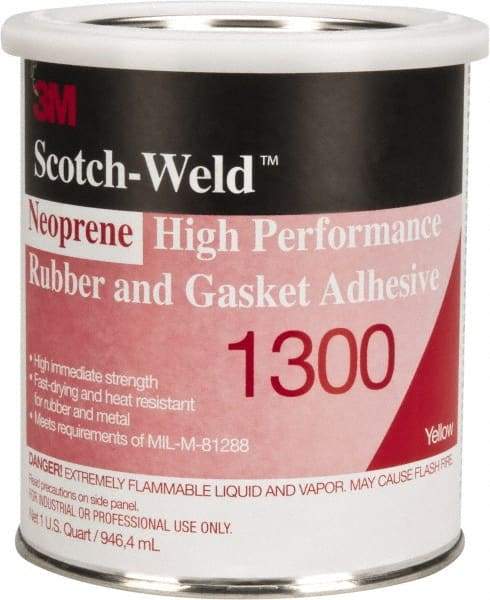 3M - 32 oz Can Yellow Butyl Rubber Gasket Sealant - 300°F Max Operating Temp, 4 min Tack Free Dry Time, Series 1300 - Top Tool & Supply