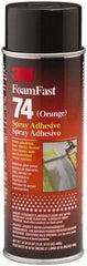 3M - 24 oz Aerosol Orange Spray Adhesive - High Tack, 170°F Heat Resistance, 40 Sq Ft Coverage, Medium Strength Bond, 15 min Max Bonding Time, Flammable, Series 74 - Top Tool & Supply