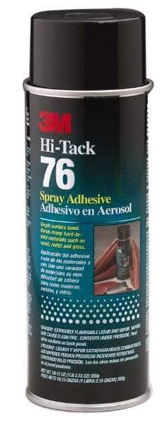 3M - 24 oz Aerosol Clear Spray Adhesive - High Tack, 160°F Heat Resistance, 28 Sq Ft Coverage, High Strength Bond, 10 min Max Bonding Time, Flammable, Series High-Tack 76 - Top Tool & Supply