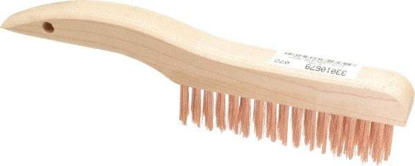 Ampco - 4 Rows x 16 Columns Bronze Shoe Handle Wire Brush - 10" OAL, 1-1/8" Trim Length, Wood Shoe Handle - Top Tool & Supply