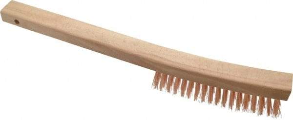 Ampco - 4 Rows x 19 Columns Bronze Curve-Handle Wire Brush - 13-3/4" OAL, 1-1/8" Trim Length, Wood Curved Handle - Top Tool & Supply
