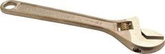 Ampco - 1-1/8" Jaw Capacity, 8" Nonsparking Adjustable Wrench - Aluminum Bronze, Plain Finish - Top Tool & Supply