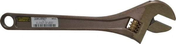 Ampco - 1-1/2" Jaw Capacity, 12" Nonsparking Adjustable Wrench - Aluminum Bronze, Plain Finish - Top Tool & Supply