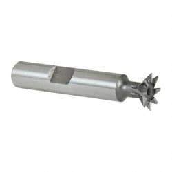 Keo - 1/2" Diam x 1/8" Width of Cut, 45° Included Angle, High Speed Steel Dovetail Cutter - 3/8" Shank Diam, 1-11/16" Shank Length, 2-1/8" Overall Length, Weldon Flat, Uncoated - Top Tool & Supply