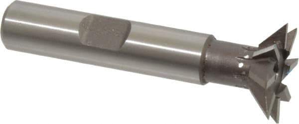 Keo - 3/4" Diam x 3/16" Width of Cut, 45° Included Angle, High Speed Steel Dovetail Cutter - 3/8" Shank Diam, 1-9/16" Shank Length, 2-1/8" Overall Length, Weldon Flat, Uncoated - Top Tool & Supply