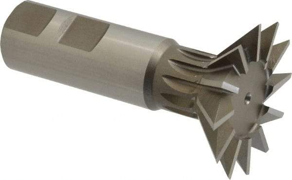 Keo - 1-7/8" Diam x 1/2" Width of Cut, 45° Included Angle, High Speed Steel Dovetail Cutter - 7/8" Shank Diam, 2-1/32" Shank Length, 3-1/4" Overall Length, Weldon Flat, Uncoated - Top Tool & Supply