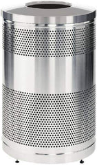 Rubbermaid - 51 Gal Silver Round Decorative Waste Receptacle With Top - Stainless Steel, 902mm High - Top Tool & Supply