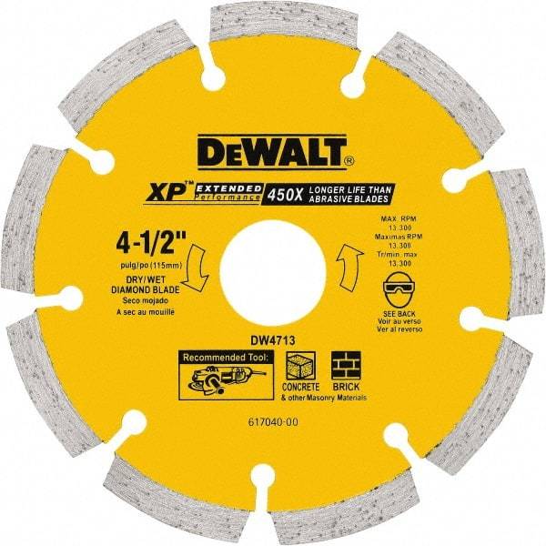 DeWALT - 5" Diam, 7/8" Arbor Hole Diam, 5 Tooth Wet & Dry Cut Saw Blade - Diamond Matrix, General Purpose Action, Standard Round Arbor - Top Tool & Supply