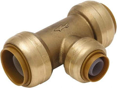 SharkBite - Brass & Chrome Pipe Fittings Type: Reducing Tee Fitting Size: 3/4 x 3/4 x 1/2 - Top Tool & Supply