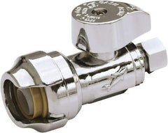 SharkBite - 1/2 & 3/8" Pipe, 200 psi WOG Rating, Brass Stop Valve - Chrome Finished Handle, Push Fit End Connections, For Potable Water Applications - Top Tool & Supply