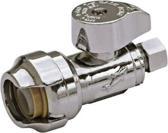 SharkBite - 1/2 & 1/4" Pipe, 200 psi WOG Rating, Brass Stop Valve - Chrome Finished Handle, Push Fit End Connections, For Potable Water Applications - Top Tool & Supply