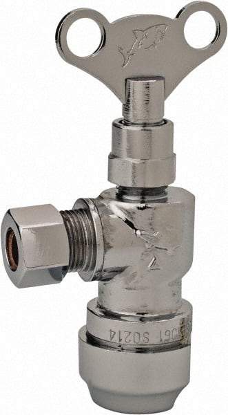 SharkBite - 1/2 & 3/8" Pipe, 200 psi WOG Rating, Brass Angle Stop Valve - Loose Key Handle, Push Fit End Connections, For Potable Water Applications - Top Tool & Supply