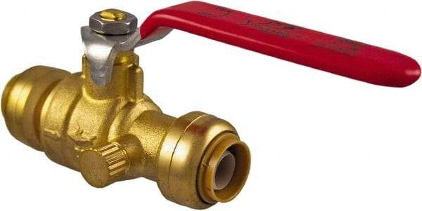 SharkBite - 3/4 x 3/4" Pipe, Standard Port, Brass Standard Ball Valve - Inline - Two Way Flow, Push-to-Connect x Push-to-Connect Ends, Steel Handle, 200 WOG - Top Tool & Supply