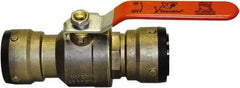 SharkBite - 1-1/4" Pipe, Standard Port, Brass Standard Ball Valve - Inline - Two Way Flow, Push-to-Connect x Push-to-Connect Ends, Steel Handle, 200 WOG - Top Tool & Supply