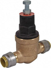 SharkBite - 1/2" Pipe, Push Fit End Connection, Bronze Body Pressure Regulating Valve - EPDM Seal, 200 psi Inlet Pressure, 10 to 70 psi Working Pressure - Top Tool & Supply