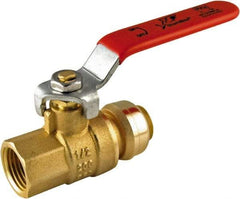 SharkBite - 1/2 x 1/2" Pipe, Standard Port, Brass Valve Female Connector Ball Valve - Inline - Two Way Flow, Push-to-Connect x FNPT Ends, Steel Handle, 200 WOG - Top Tool & Supply