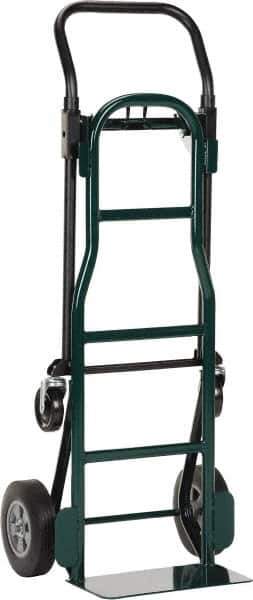 Harper Trucks - 700 Lb Capacity 48" OAH Convertible Hand Truck - 14 x 7" Base Plate, Continuous Handle, Steel, Solid Rubber Swivel Wheels - Top Tool & Supply