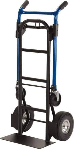 Harper Trucks - 900 Lb Capacity 48" OAH Quick Change Convertible Hand Truck - 18 x 9" Base Plate, Dual Handle, Steel, Swivel Polyurethane Wheels - Top Tool & Supply