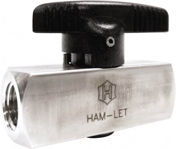 Ham-Let - 1/4" Pipe, 3,000 psi WOG Rating, 316/316L Stainless Steel, Inline, One Way Instrumentation Plug Valve - Wedge Handle, FNPT x FNPT End Connections, Reinforced PTFE Seal - Top Tool & Supply