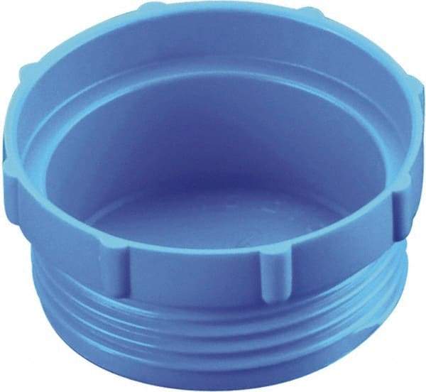 Caplugs - Serrated Round Head, Threaded Plug - 51/64" Long, High-Density Polyethylene, Blue - Top Tool & Supply