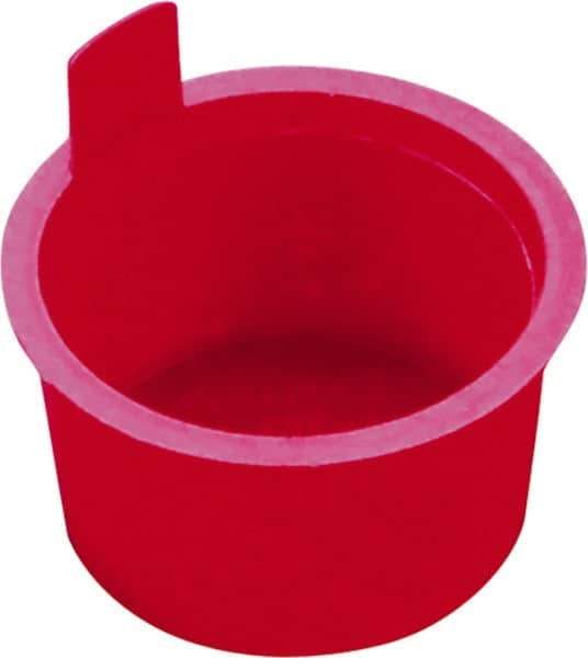 Caplugs - 1.286" ID, Pull-Tab, Round Head, Tapered Plug - 1.44" OD, 3/4" Long, Low-Density Polyethylene, Red - Top Tool & Supply