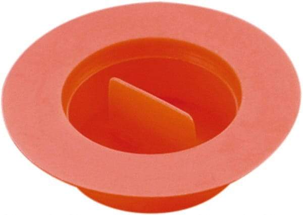 Caplugs - 1-19/64" ID, Pull-Tab, Tapered Plug with Flange - 1.88" OD, 3/4" Long, Low-Density Polyethylene, Orange - Top Tool & Supply