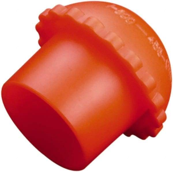 Caplugs - 0.82" ID, Serrated Round Head Cylinder Valve Cap - 1" Long, Low-Density Polyethylene, Orange - Top Tool & Supply