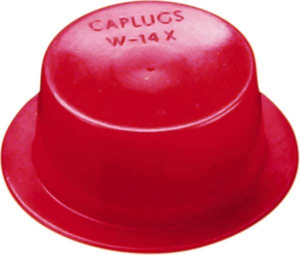 Caplugs - 1.393" ID, Round Head, Tapered Cap/Plug with Flange - 1.94" OD, 23/32" Long, Low-Density Polyethylene, Red - Top Tool & Supply