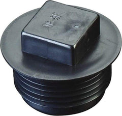 Caplugs - Square Head, Threaded Plug with Flange - 0.81" OD, 21/32" Long, High-Density Polyethylene, Black - Top Tool & Supply