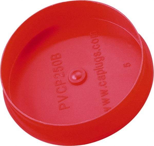 Caplugs - 2.71" ID, Round Head Pipe Plug - 2.84" OD, 21/32" Long, Low-Density Polypropylene, Red - Top Tool & Supply