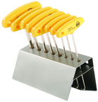 8 Piece - 1/8 - 3/8" - T-Handle Hex Ergonomic Comfort Grip Inch Set in Metal Stand - Top Tool & Supply