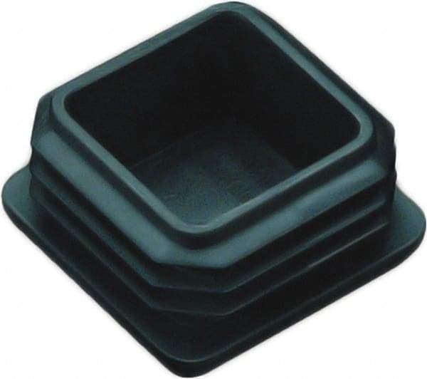 Caplugs - Square Finishing Plug for 14 to 20 Gauge Panels, for 1-1/4" Tube Diam - 0.52" Deep, Vinyl, Black - Top Tool & Supply