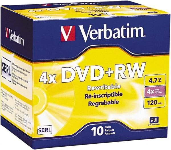 Verbatim - Silver DVD+RW Discs - Use with CD, DVD Drives - Top Tool & Supply