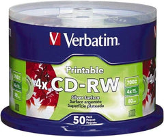 Verbatim - Silver CD-RW Discs - Use with CD, DVD Drives - Top Tool & Supply