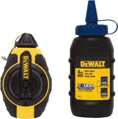 DeWALT - 100' Long Reel & Chalk Set - Yellow & Black, Includes 4 oz Blue Chalk - Top Tool & Supply